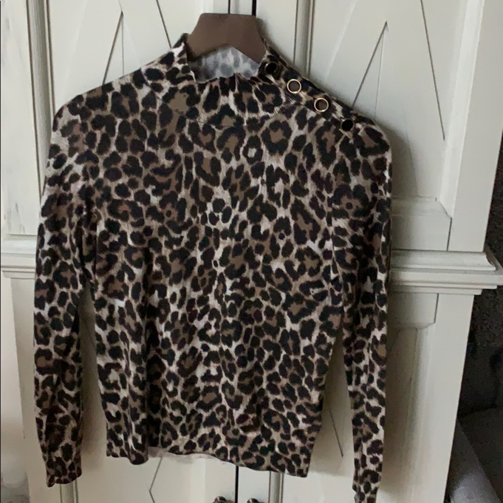 Jcrew Mock neck sweater with cheerta print